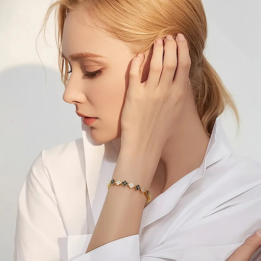 Rainbow Colorful Clover Zircon Bracelet Charming Crystal Jewelry Gift