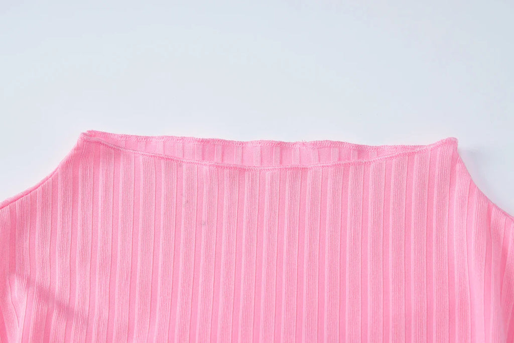 Ribbed Sleeveless Patchwork Bubble Backless Minidress