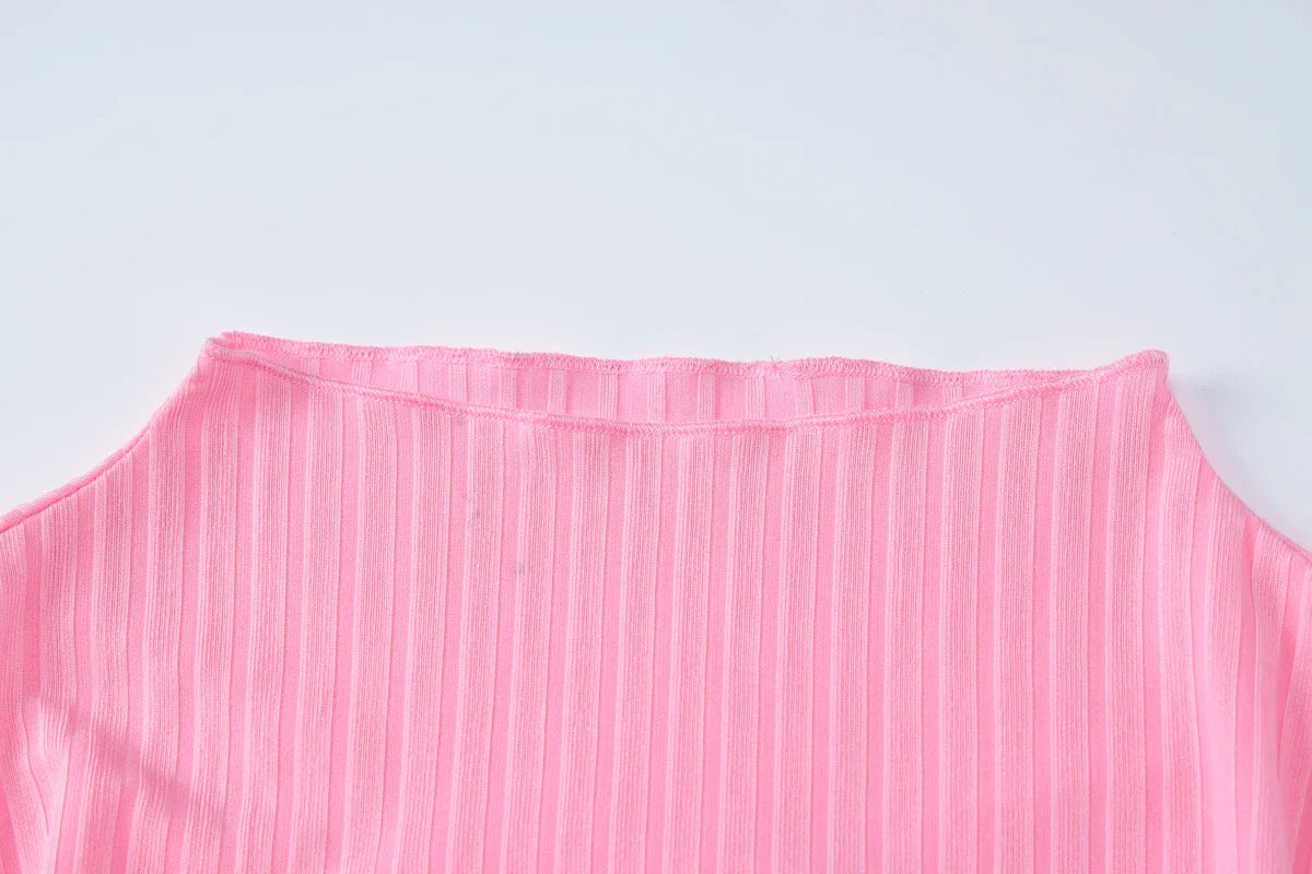 Ribbed Sleeveless Patchwork Bubble Backless Minidress