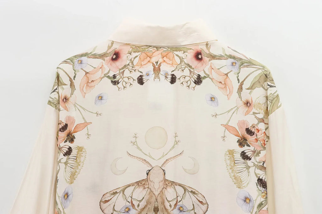 Women's Casual Floral Print Shirt Lightweight Breathable Summer Blouse with Simple Elegant Design