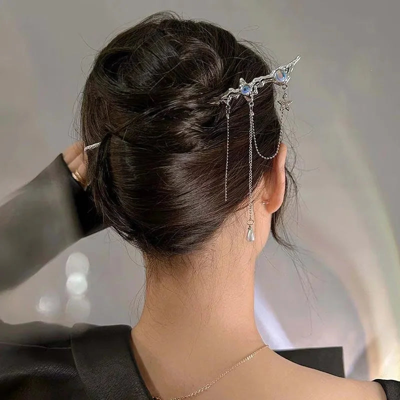Fashion Chinese Style Hair Stick with Moonstone for Women's Romantic Hair Clip Accessories