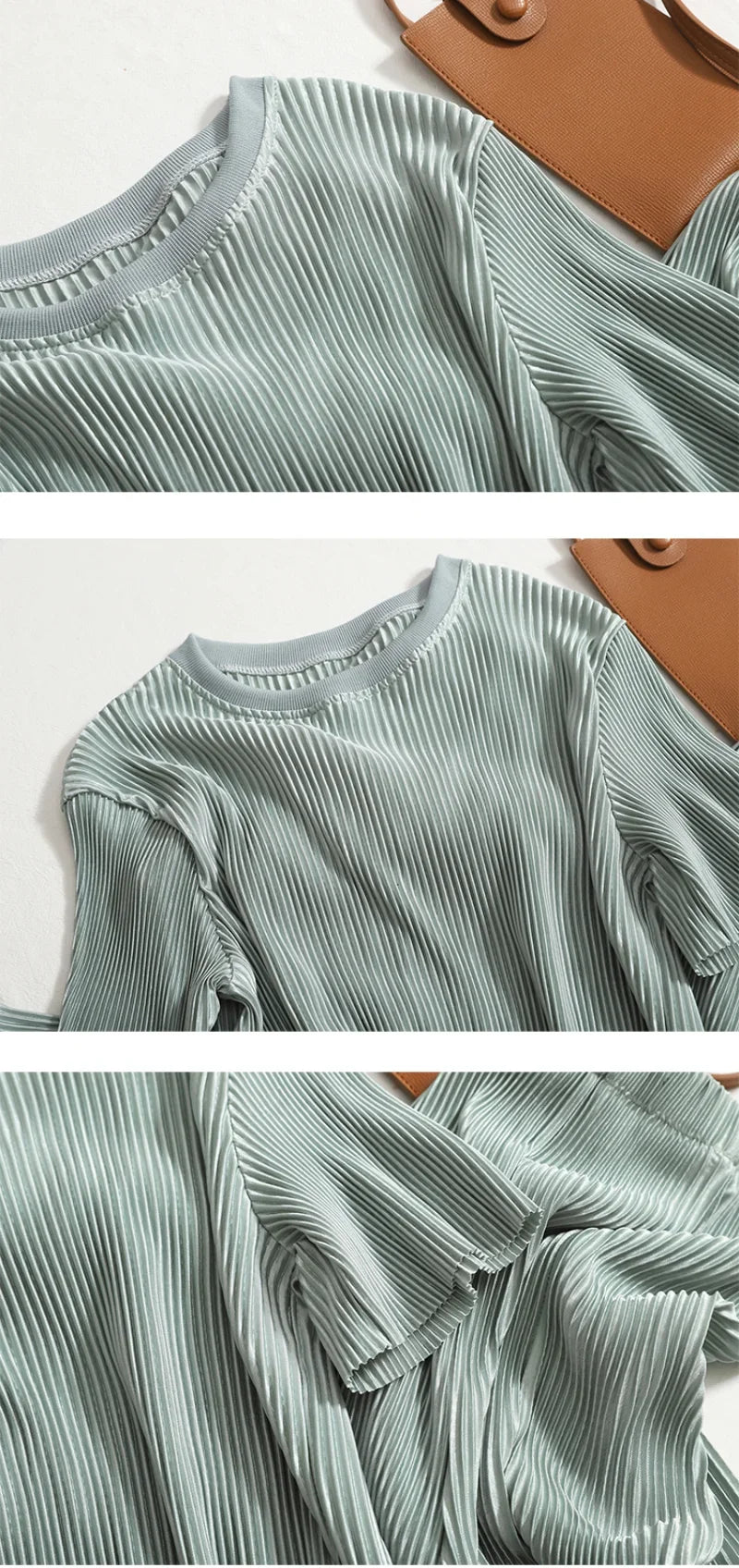 Elegant Summer Two Piece Set for Women Featuring Round Neck T-Shirt and High Waist Wide Leg Pants