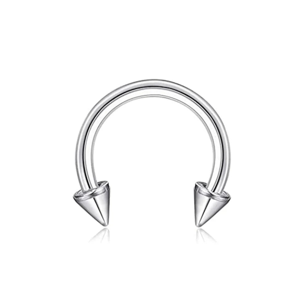 Spike Septum Ring 16G Surgical Steel Piercing Jewelry Vertical Snake Bite Lip Ring for Men and Women 8mm or 10mm