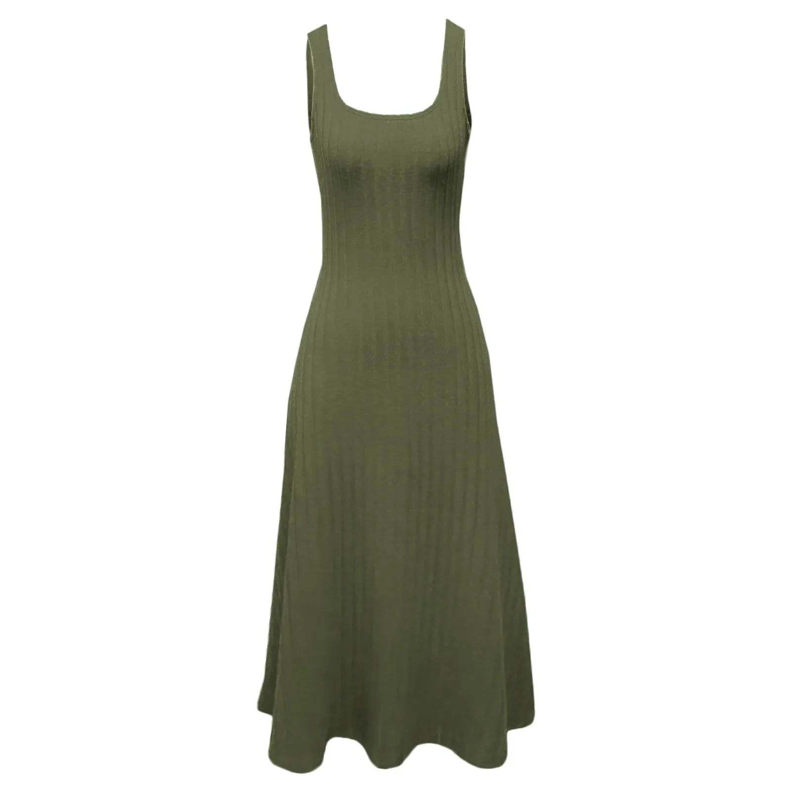 Floral Sundress For Women Pockets Square Neck Tank Dress