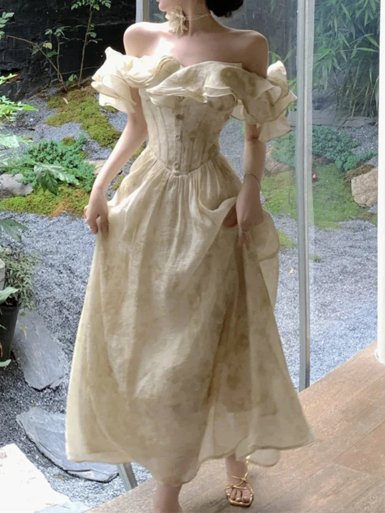 Elegant Vintage Aline Party Dress For Women Casual Prom