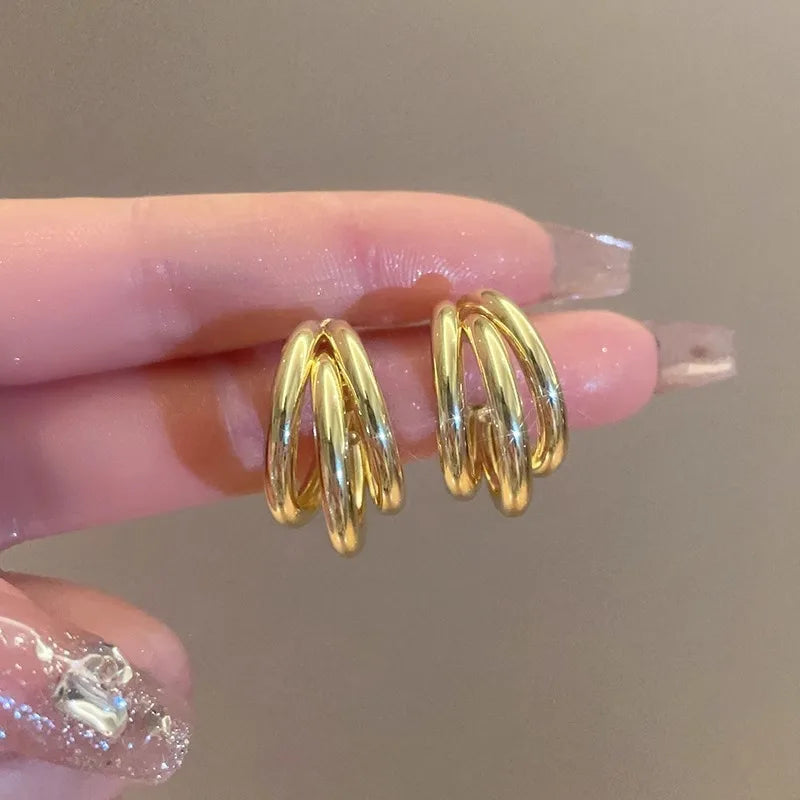 Elegant Gold Color Hoop Earrings for Women Vintage Geometric Statement Jewelry Gifts