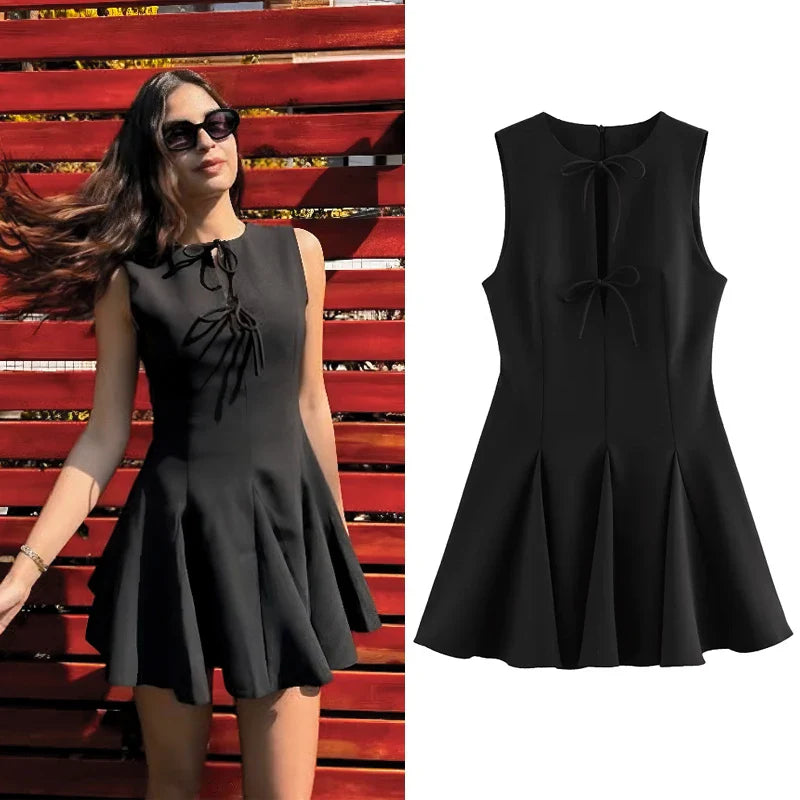 Y2K Bow Mini Dress Sleeveless Party Ready Summer Look