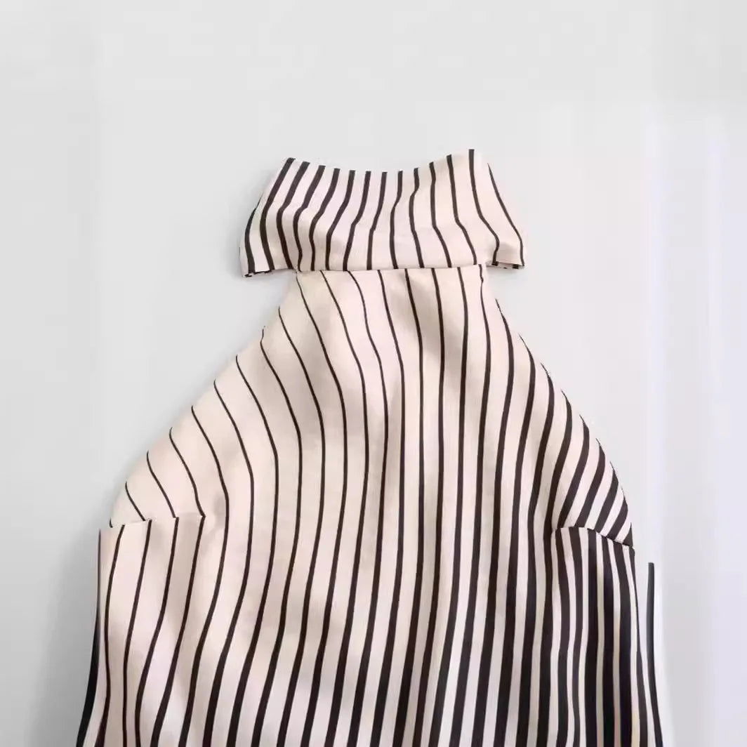 Stripe Halter Backless Evening Dress For Formal Parties