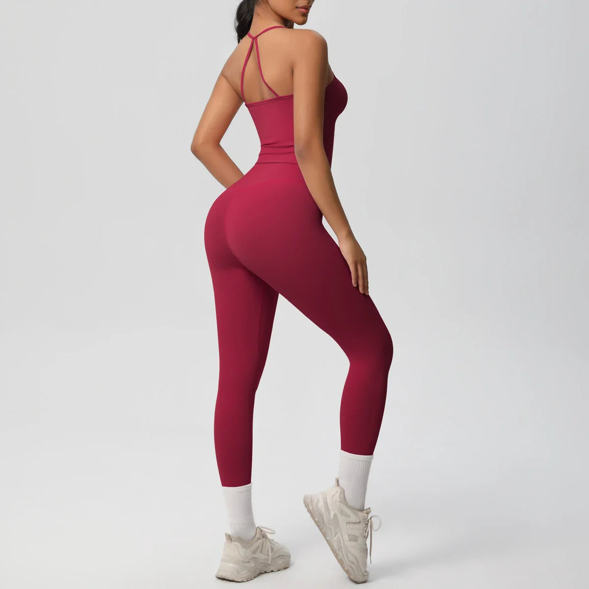 2PCS Nude Feeling Yoga Set for Women Push Up Sport Bra and High Waist Leggings Fitness Running Workout Tracksuit Activewear