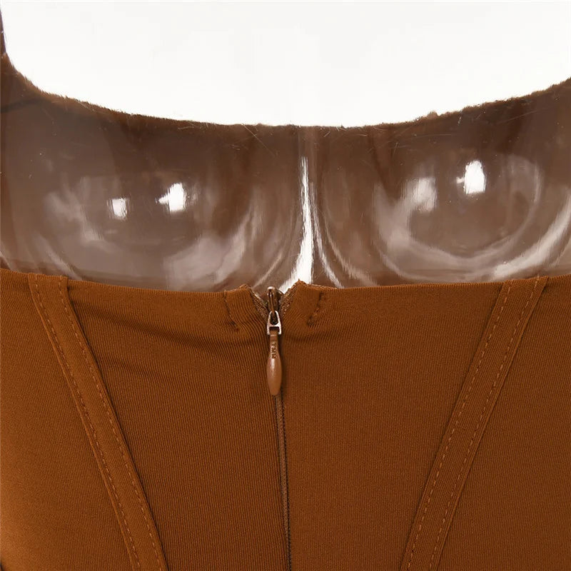 Corset Ruched Maxi Dress Women Spaghetti Strap Backless