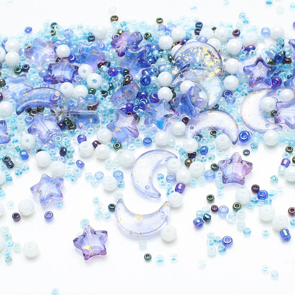 Mixed Star and Moon Crystal Glass Beads for DIY Jewelry Making Craft Bracelets Necklaces and Earrings