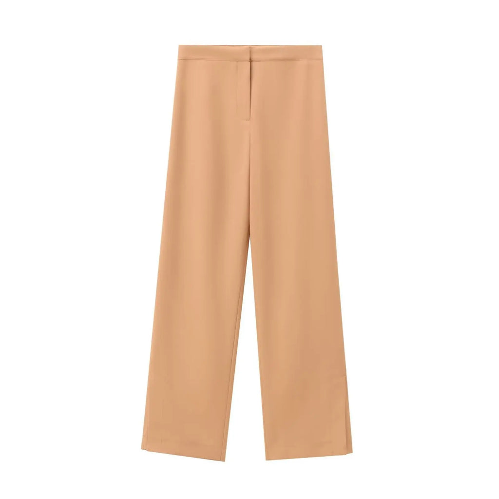 Women Two Piece Wide Leg Pant Set for Office Style with Vest Top and Split Straight Leg Pants