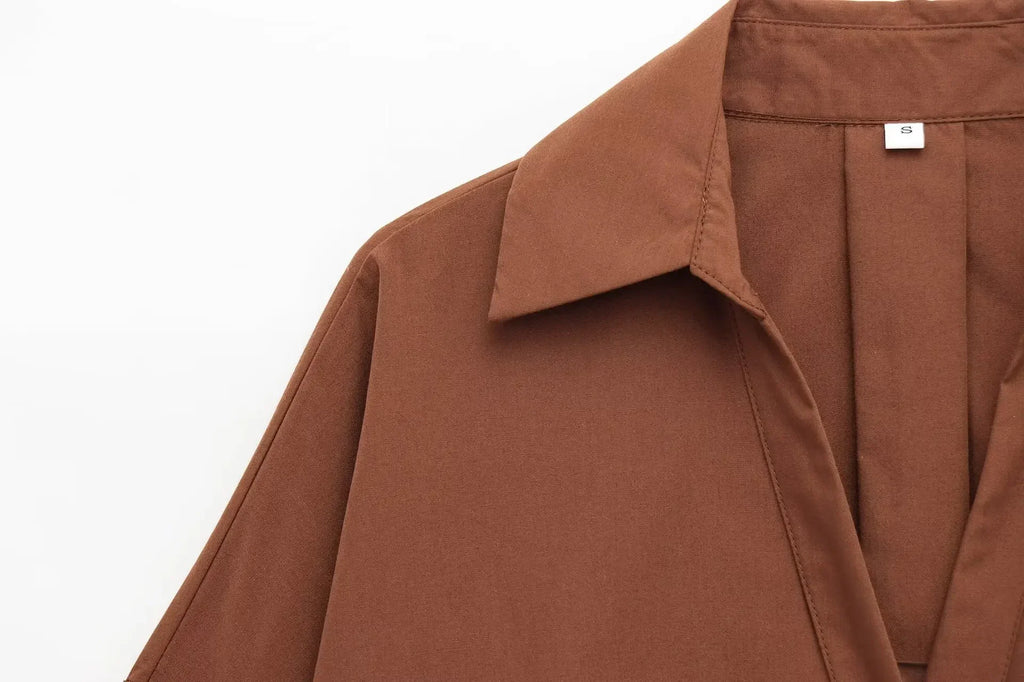 Women's Loose Batwing Satin Lapel Blouse Long Sleeve Single Breasted Solid Color Commuter Shirt Chic Lightweight Top for Spring and Summer