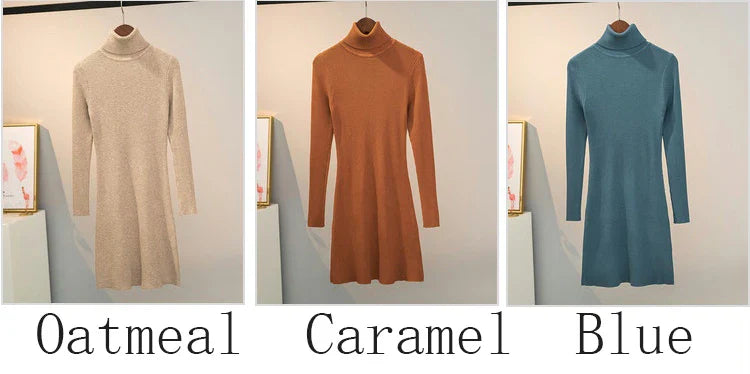 Vintage Knit Dress Women Long Sleeve Bodycon Party Wear