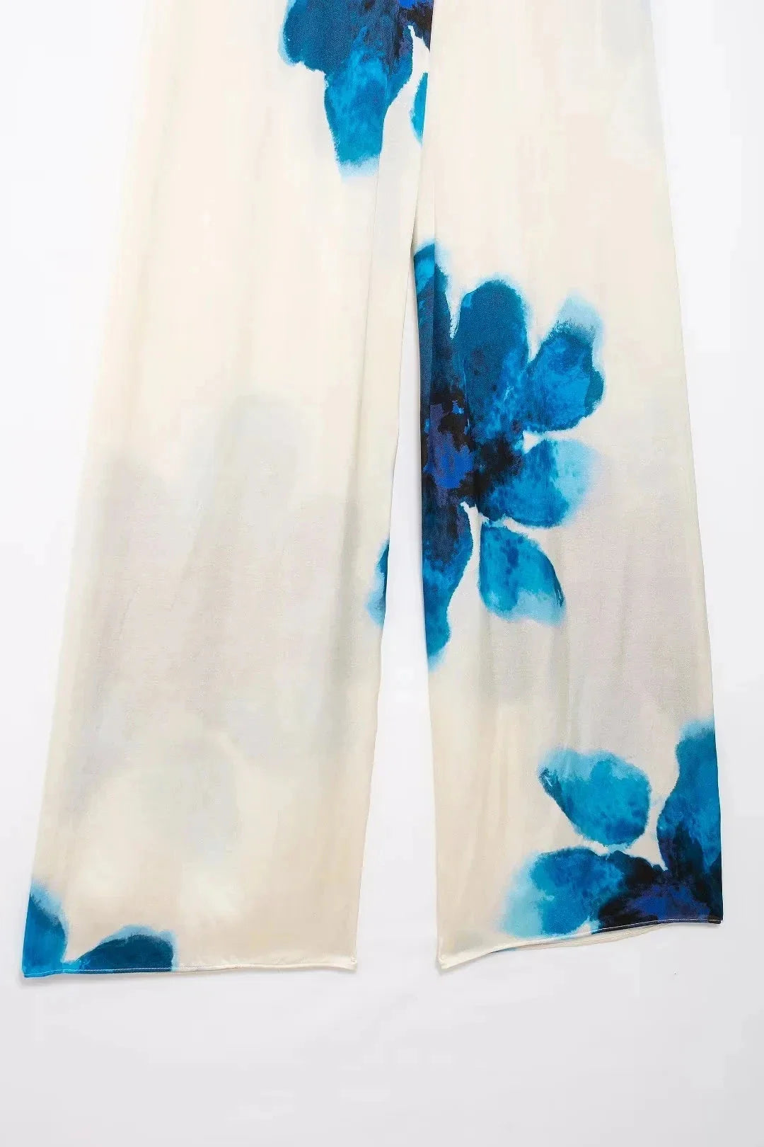 Elegant Floral Print Two-Piece Suit for Women Long Sleeve Lapel Blouse and Drawstring Wide Leg Pants Casual Summer Outfit