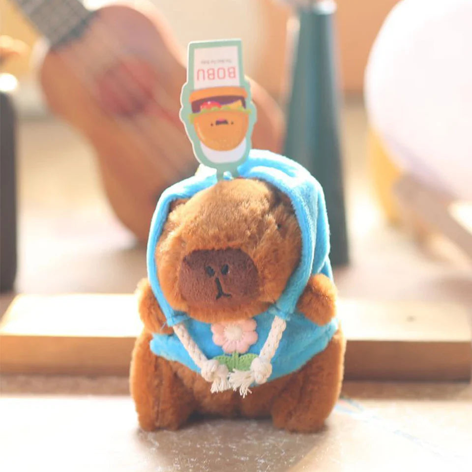 Cute Cartoon Capybara Plush Keychain Pendant Doll Bag Ornament with Clothes