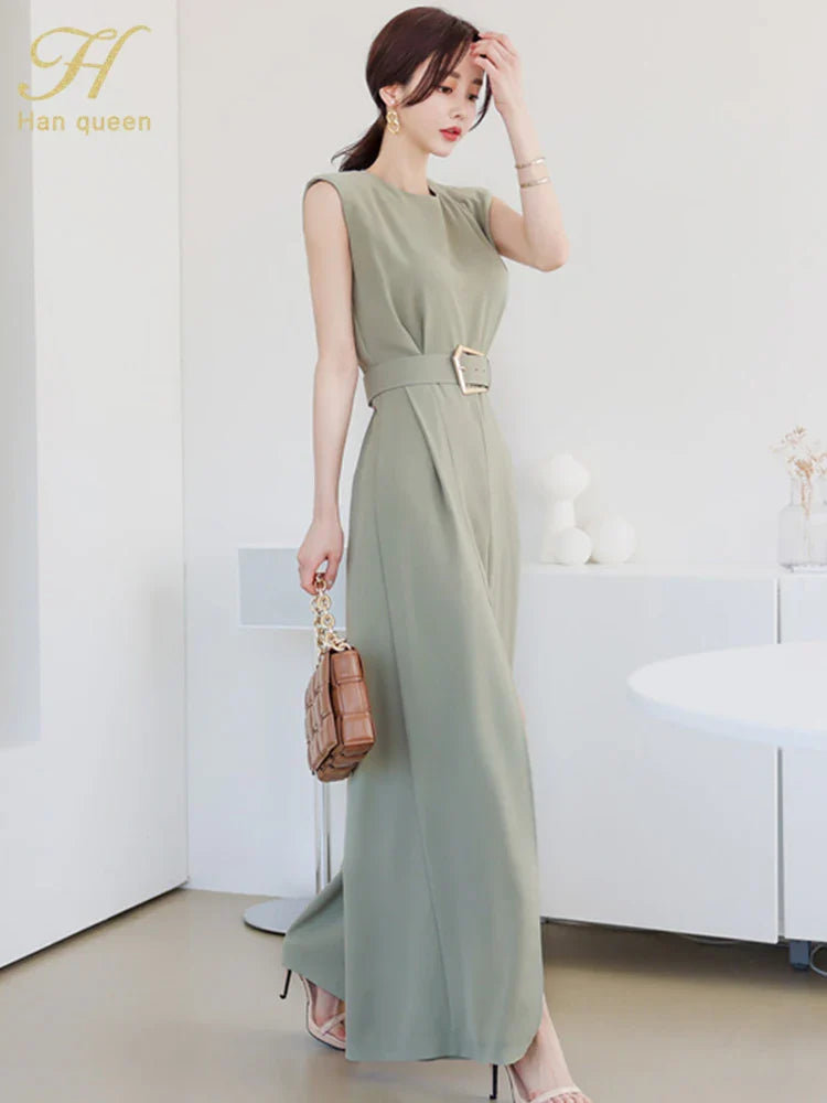Women's O Neck Wide Leg Jumpsuit For Office And Casual