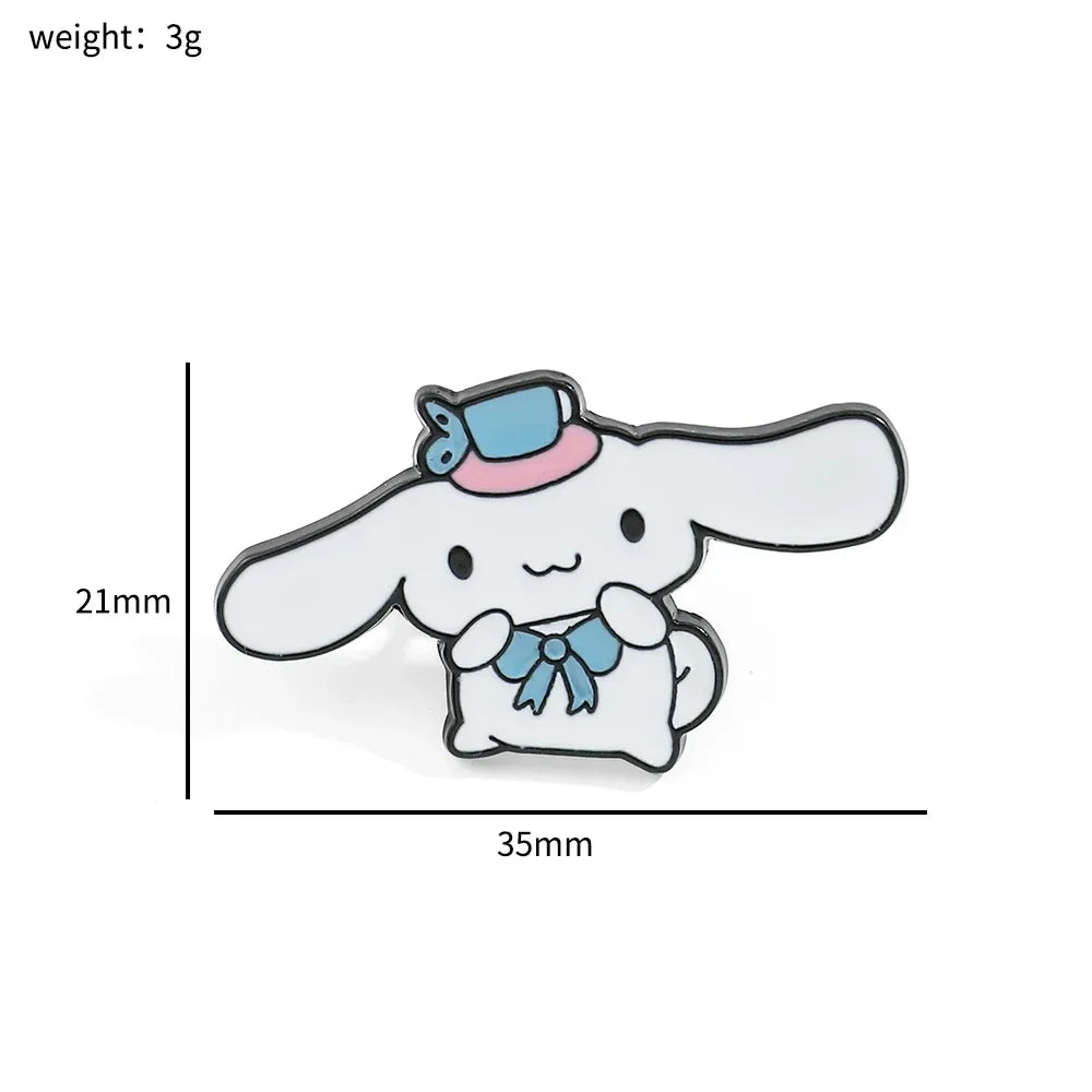 8 Pcs Hello Kitty Animal Brooch Set Cute Princess Kulomi Melody Lapel Pins Fashion Metal Badges for Backpack and Clothing Jewelry