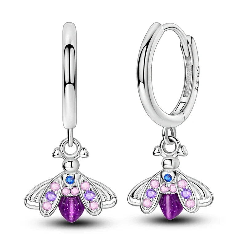 Colorful Butterfly Bee Ladybug Rainbow Flower Earrings in 925 Sterling Silver for Women Fashion Jewelry Gifts