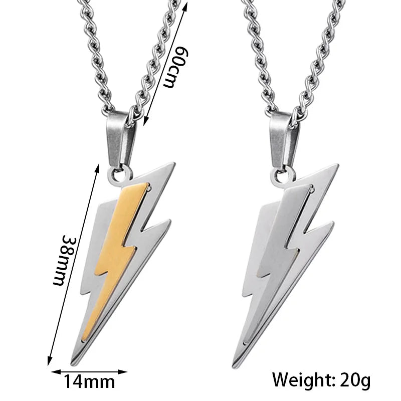 Trendy Gamepad Lightning Stainless Steel Necklace for Women and Men in Gold Color with Crystal Embellishments