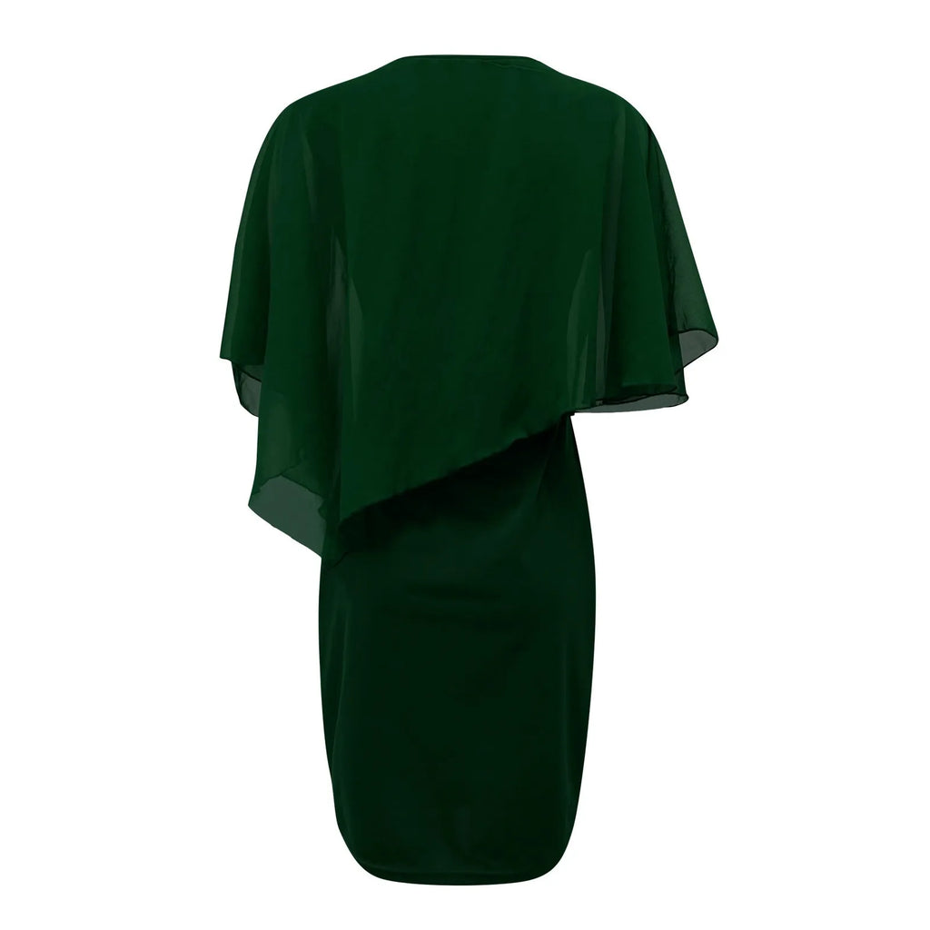 Plus Size V Neck Overlay Chiffon Sequins Dress For Women