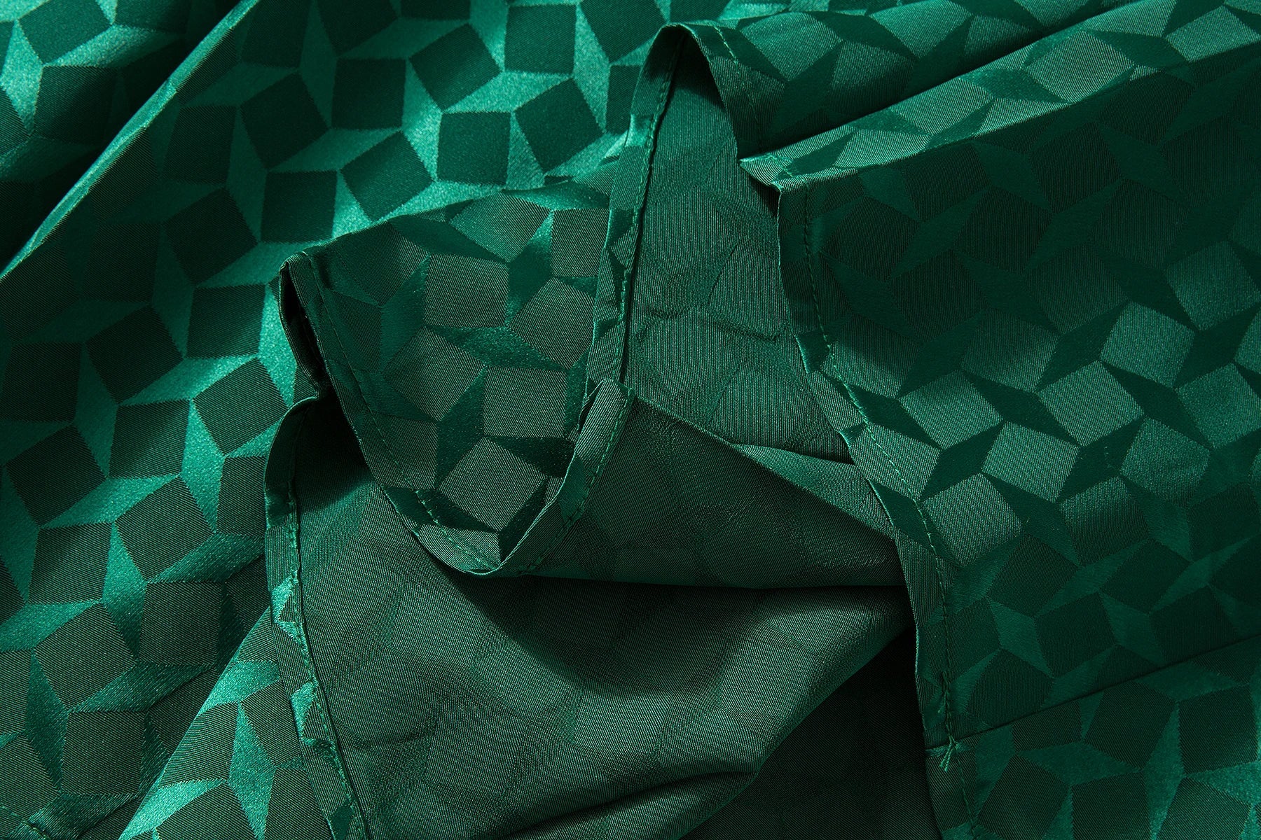 Elegant Green Pleated Long Sleeve Dress With Bow Collar