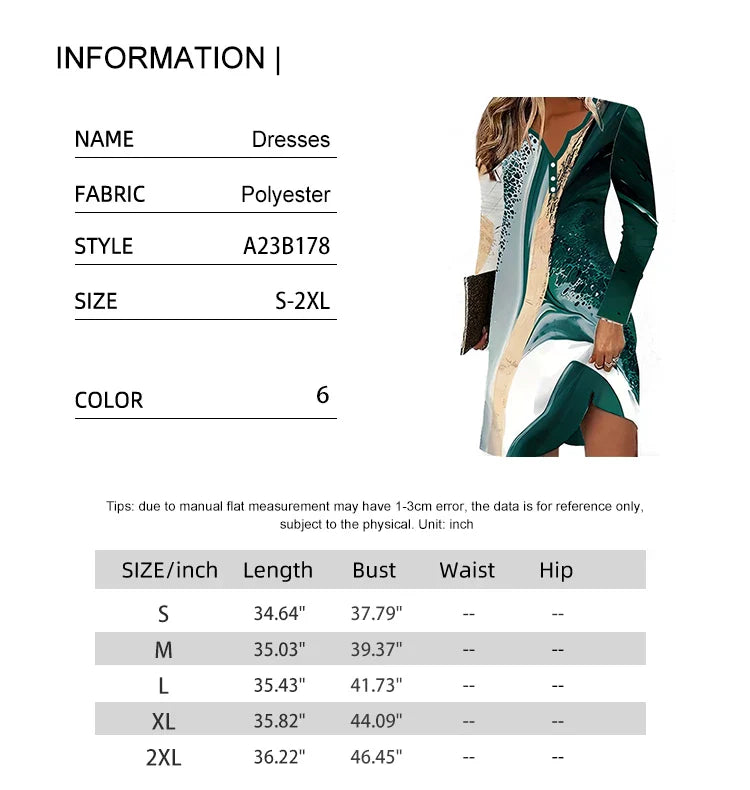 Women's Striped V-Neck Dress With Button Irregular Detail