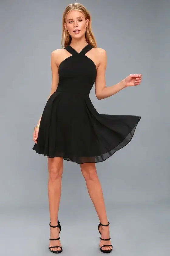 Sexy Backless Halter Mini Dress For Club Party Women