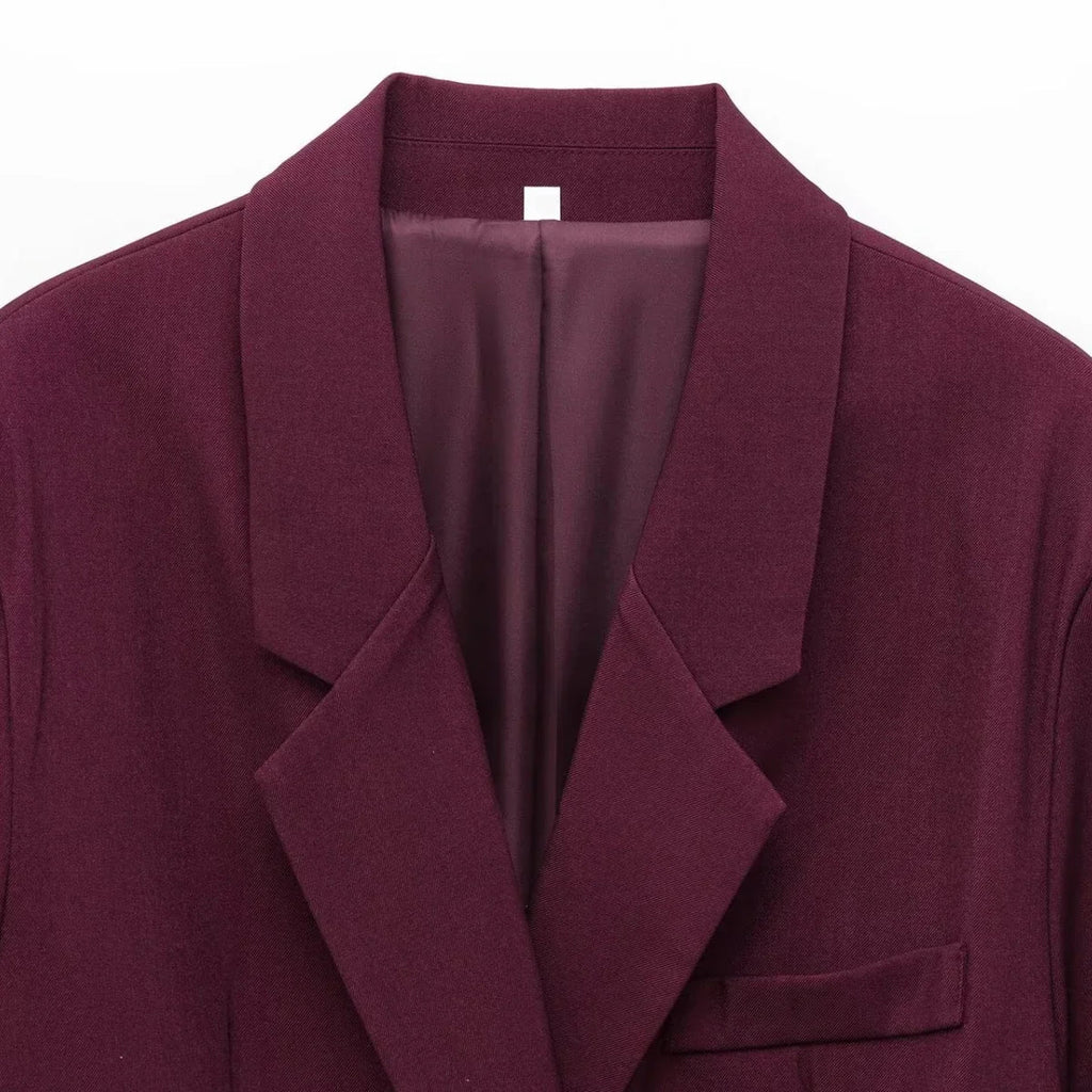 Women's Oversized Suit Jacket and High Waist Wide-Leg Trousers Set with Double-Breasted Top for Spring Fashion