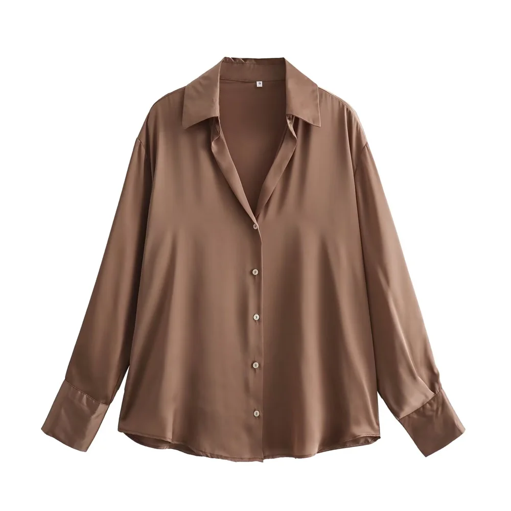 Women's Casual Loose Silk Satin Shirt with Versatile Soft Texture and Elegant Design
