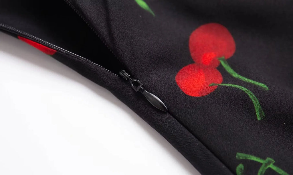 Cherry Print Backless Summer Floral Dress For Women