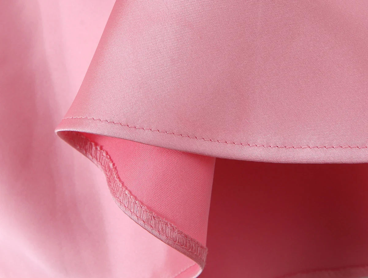 Sexy Satin Backless Suspender Dress Solid Color Glamour