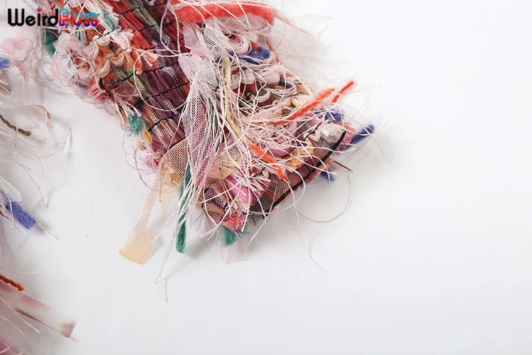 Crochet See Through Dress With Colorful Tassels Bodycon