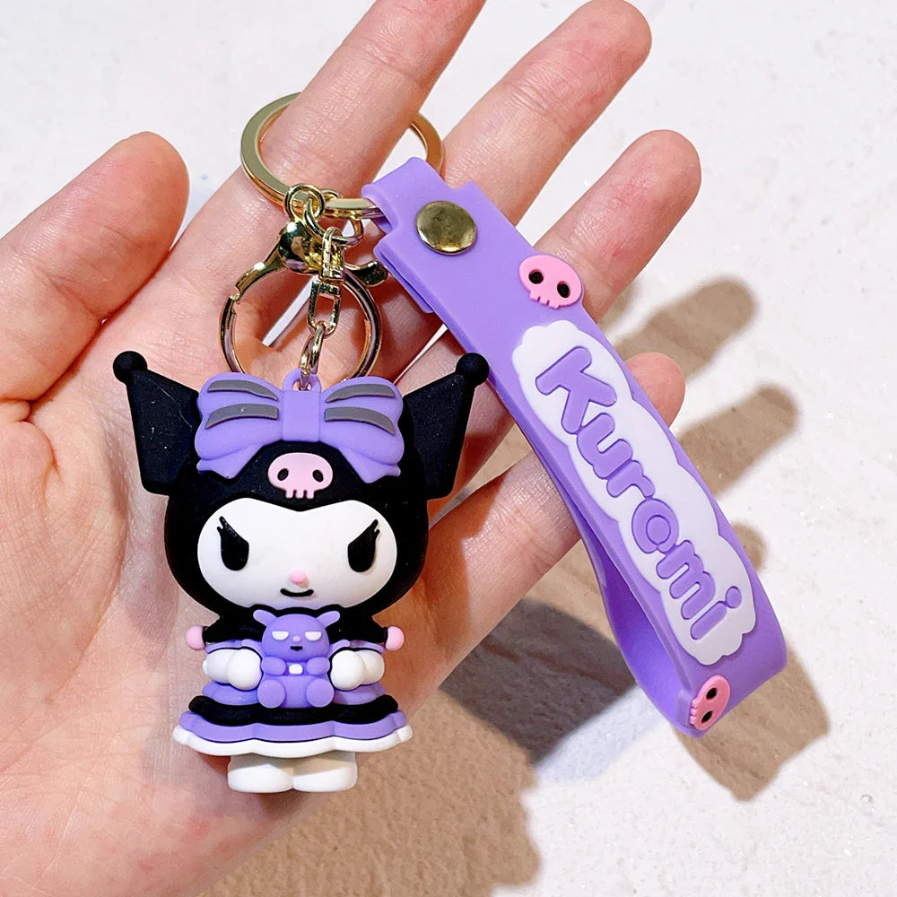 Kawaii Sanrio Kuromi Keychain PVC Doll Cartoon Anime Bag Pendant Car Keyring Accessory