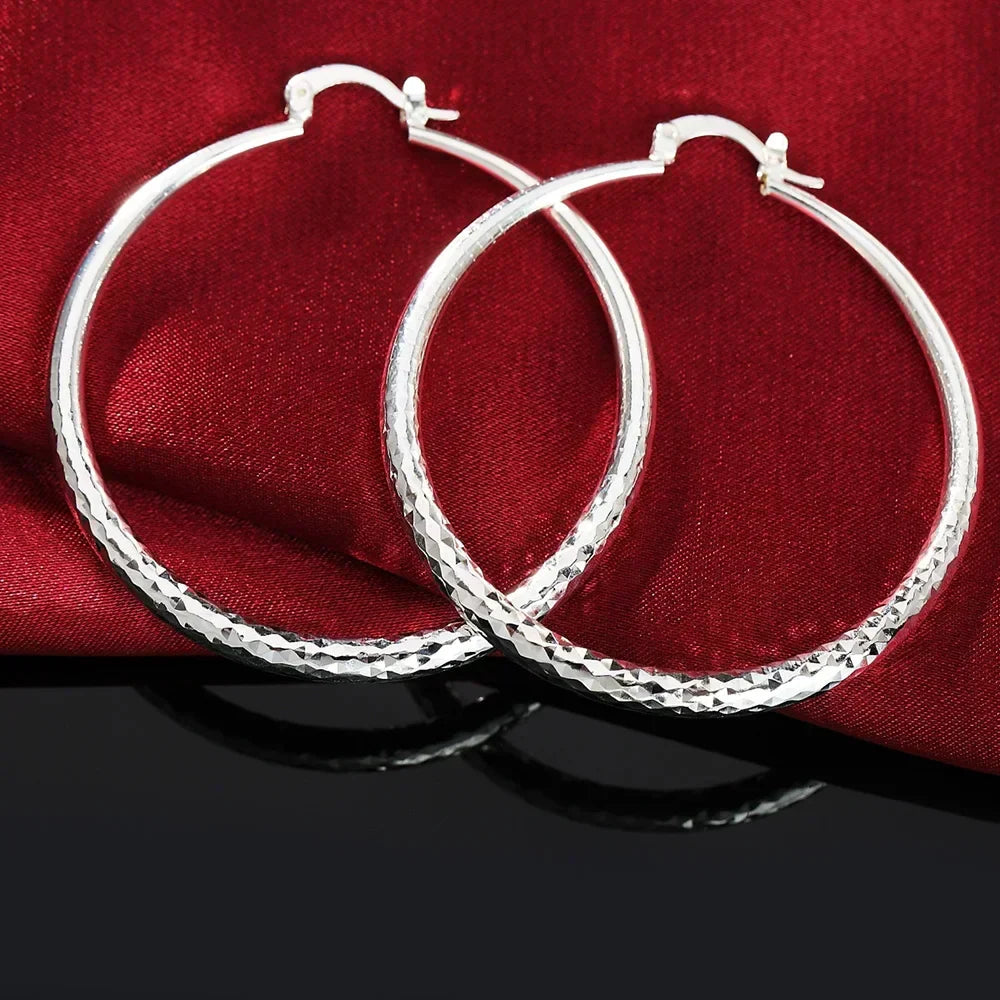 925 Sterling Silver Circle Hoop Earrings for Women Stylish Wedding Party Jewelry Holiday Gifts
