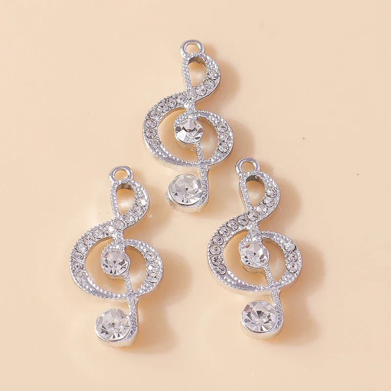 10 Pieces Delicate Crystal Music Note Charms for DIY Jewelry Making Necklaces and Earrings