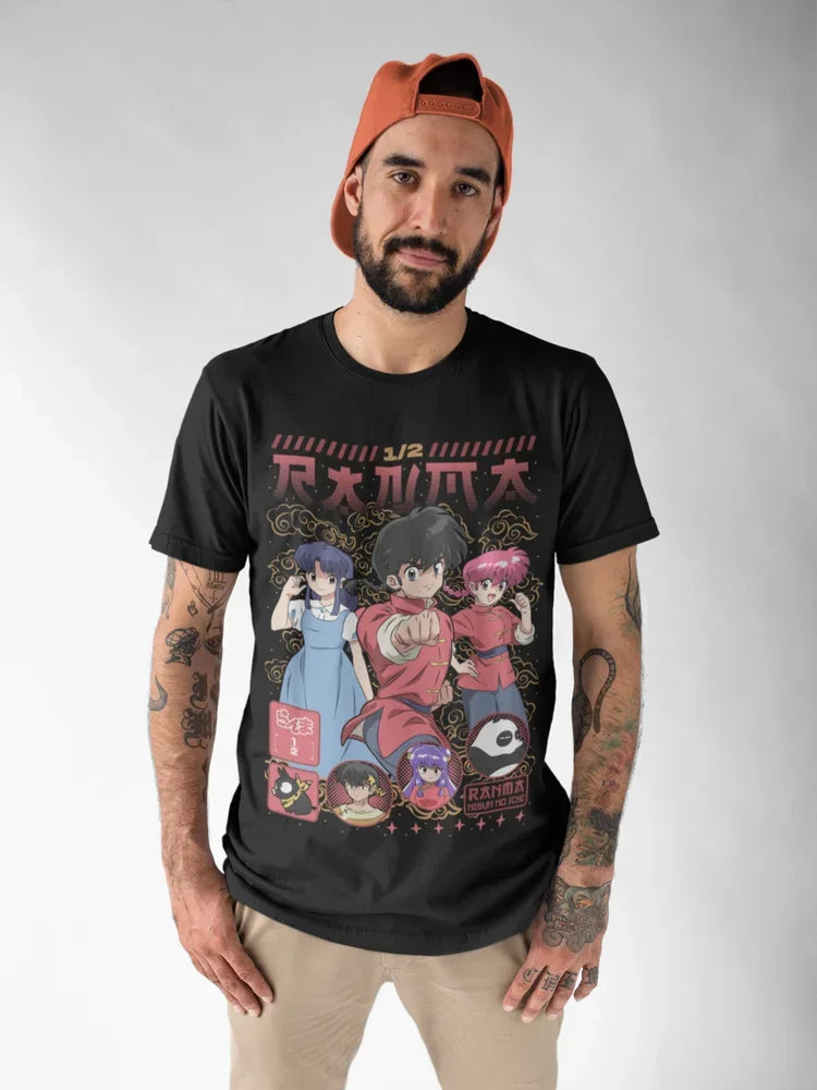 Kawaii Anime T-Shirt Featuring Ranma 1/2 Shampoo Design Oversized Women's Tee Y2K Style All Sizes