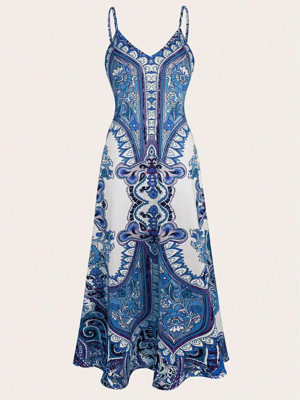 Floral Print Halter Maxi Dress With Pockets Beach Vacation