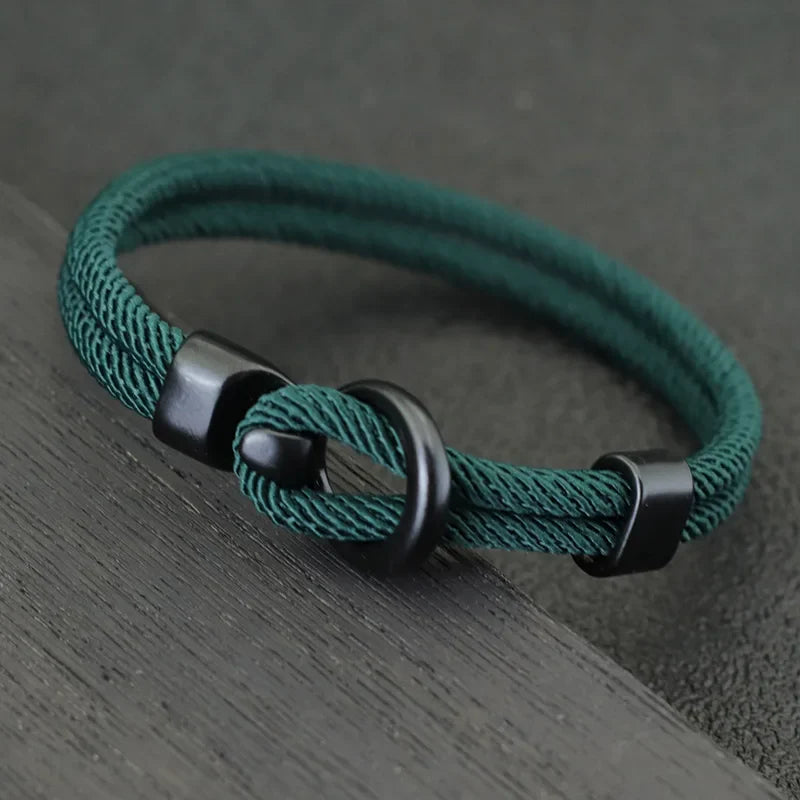 Men's Double Layer Paracord Survival Bracelet for Outdoor Camping and Adventure Gifts