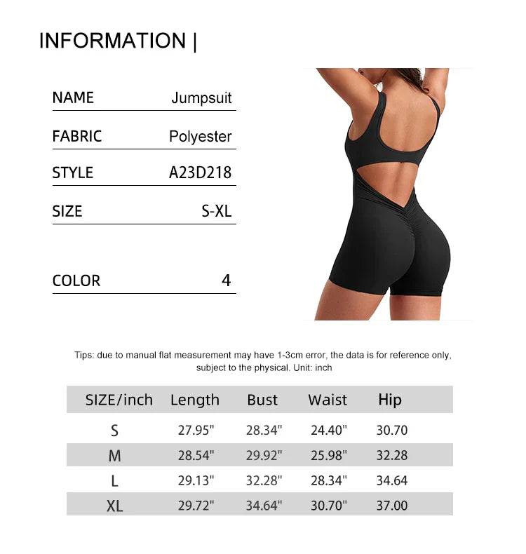 Slim Fit Backless One-Piece Yoga Jumpsuit with Hip Lifting Design and Adjustable Shoulder Straps