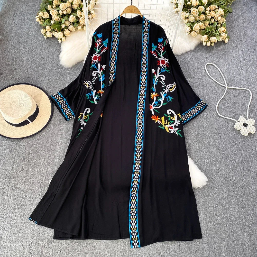 Bohemian Embroidered Floral Dress For Women Beachwear
