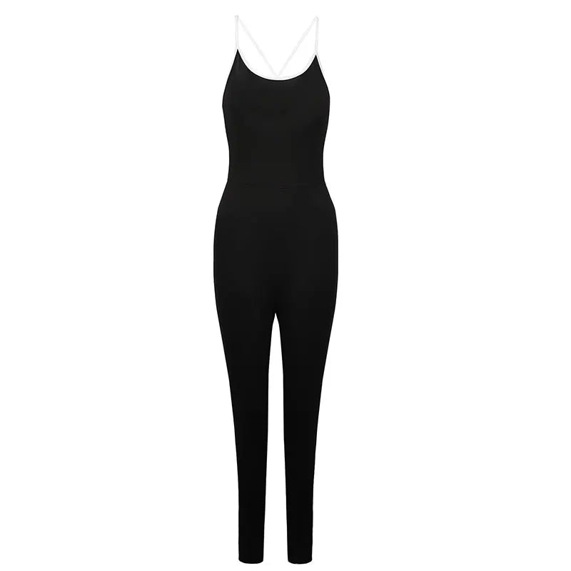 Women Sexy Sling Backless Bodycon Jumpsuit Summer Streetwear Solid Elegant Casual Sweatpants Style