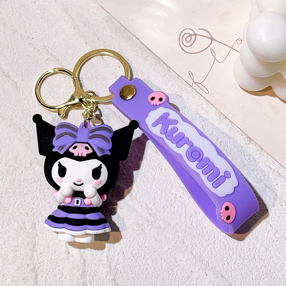 Kawaii Sanrio Kuromi Keychain PVC Doll Cartoon Anime Bag Pendant Car Keyring Accessory