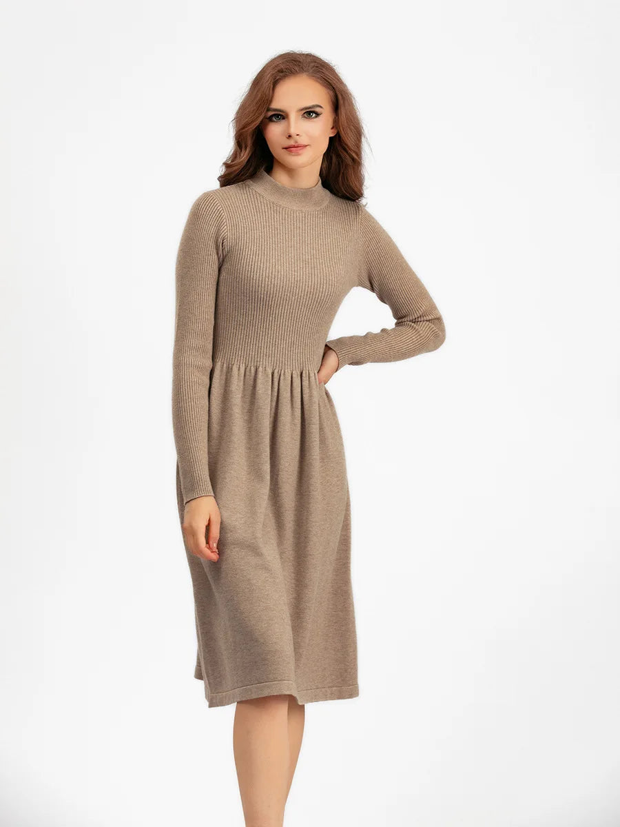 Women's Autumn Knit Dress Bodycon Maxi O Neck Chic Office