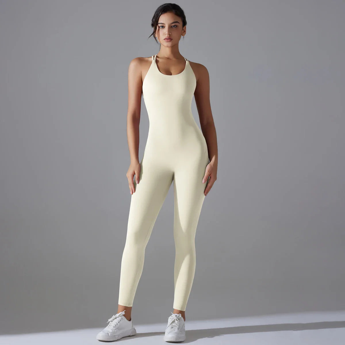 Backless Bodycon Scrunch Jumpsuit for Women with Push Up Design Perfect for Dance and Fitness Sleeveless Yoga Sport Overall