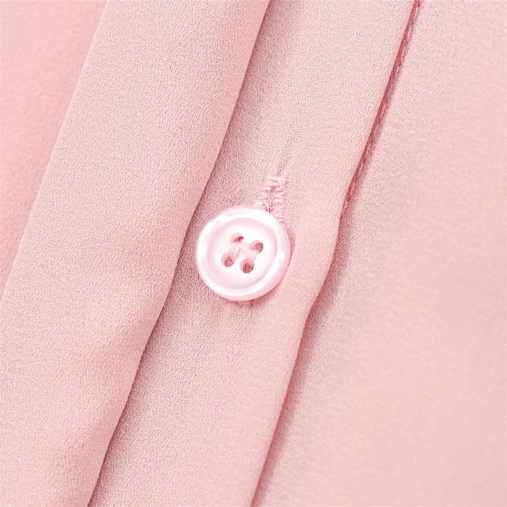 Velvet Bow Accent Single Breasted Flip Collar Long Sleeve Casual Shirt for Women