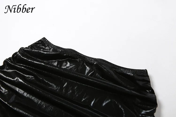 Shiny Silky Two Piece Set for Women Skinny Sleeveless Vest with Sexy Drawstring Hip Wrap Skirt Casual Streetwear Outfit