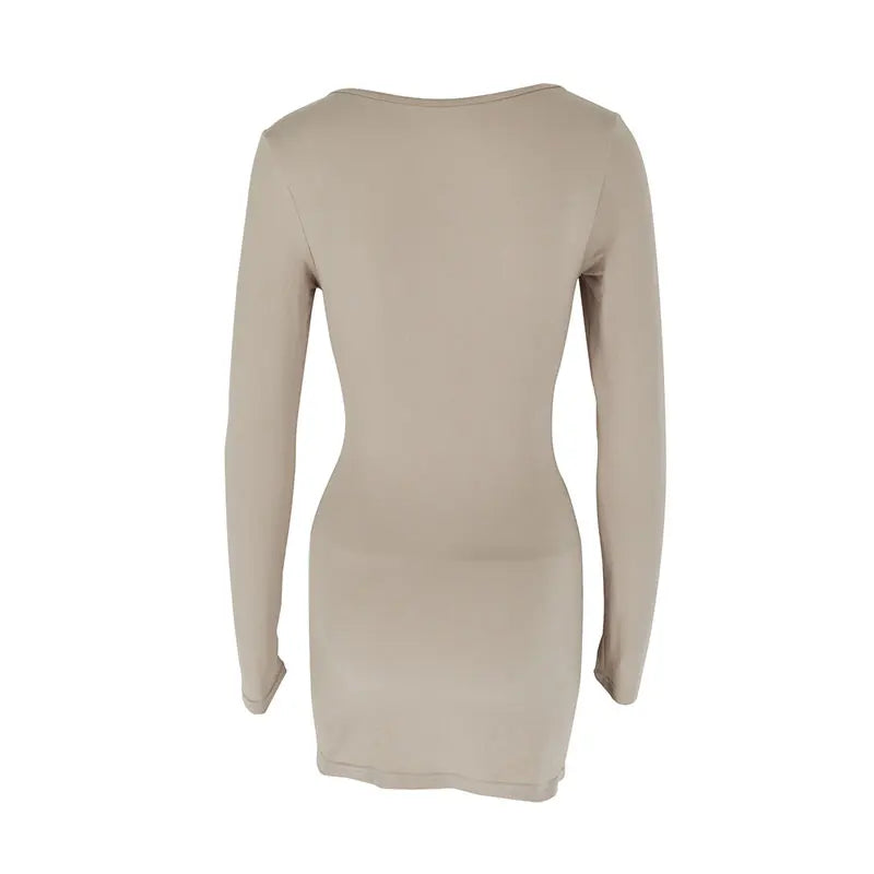 Autumn Womens Knitted Dress With Long Sleeves Collar