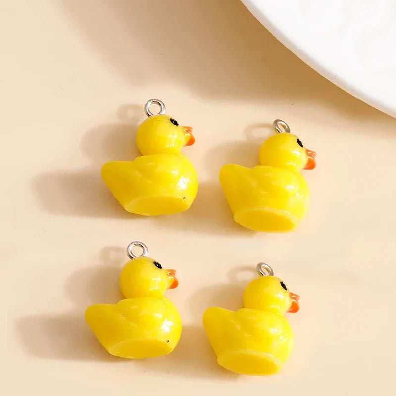10pcs Cute Imitation Resin 3D Chicken Charms for DIY Jewelry Making Earrings and Bracelets
