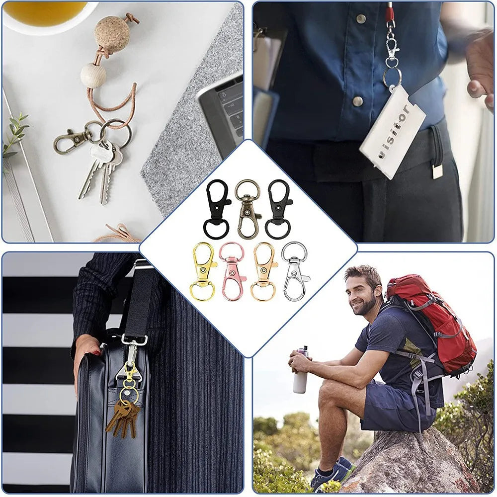 Swivel Clasps Lanyard Snap Hooks with Key Rings for Keychains and DIY Crafts